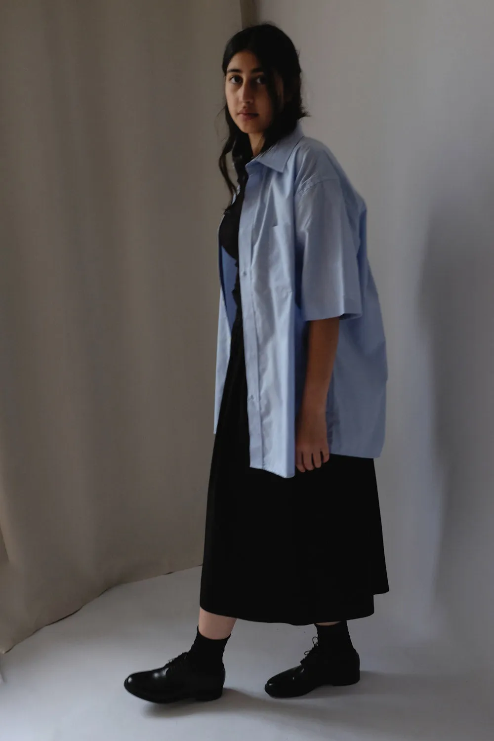 CLASSY SHORT ARM BLUE OVERSIZE SHIRT