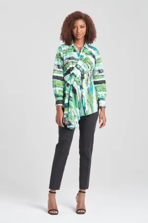 Kazuki Cotton Poplin Side Drape Embroidered Shirt