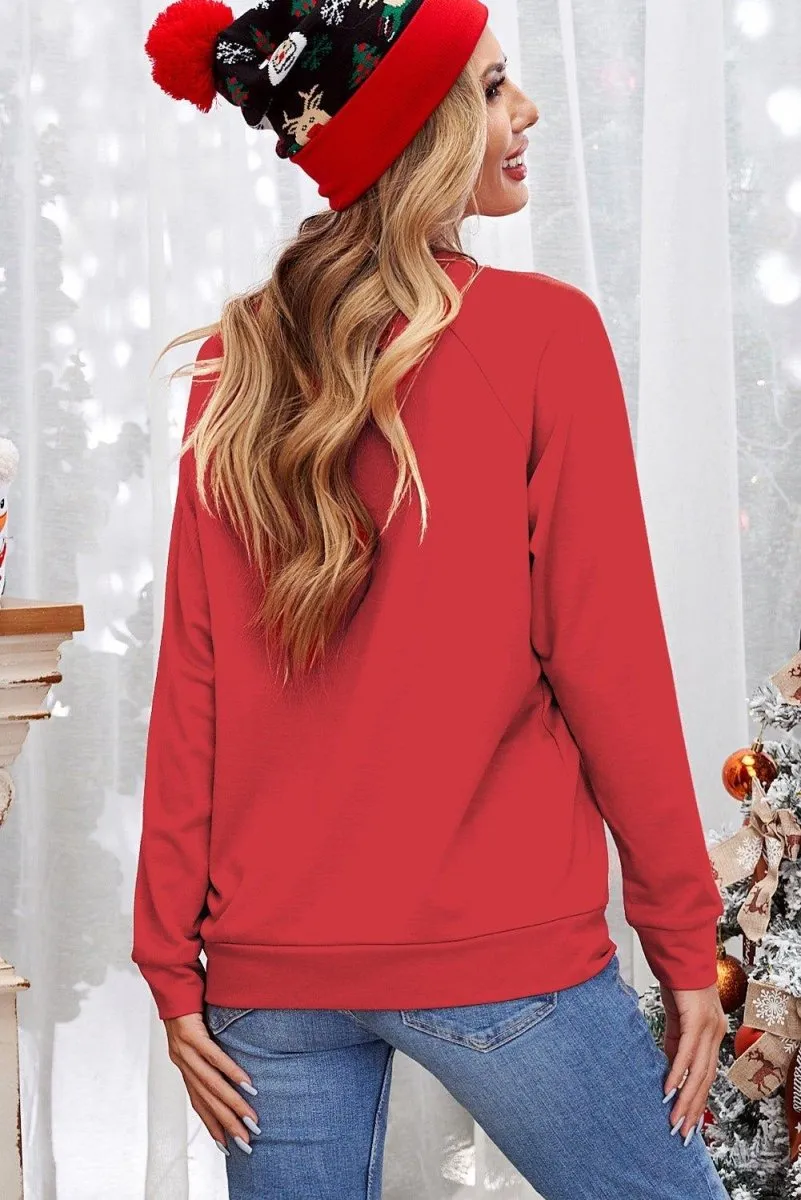 Red "MERRY and BRIGHT" Christmas Tree Sweatshirt