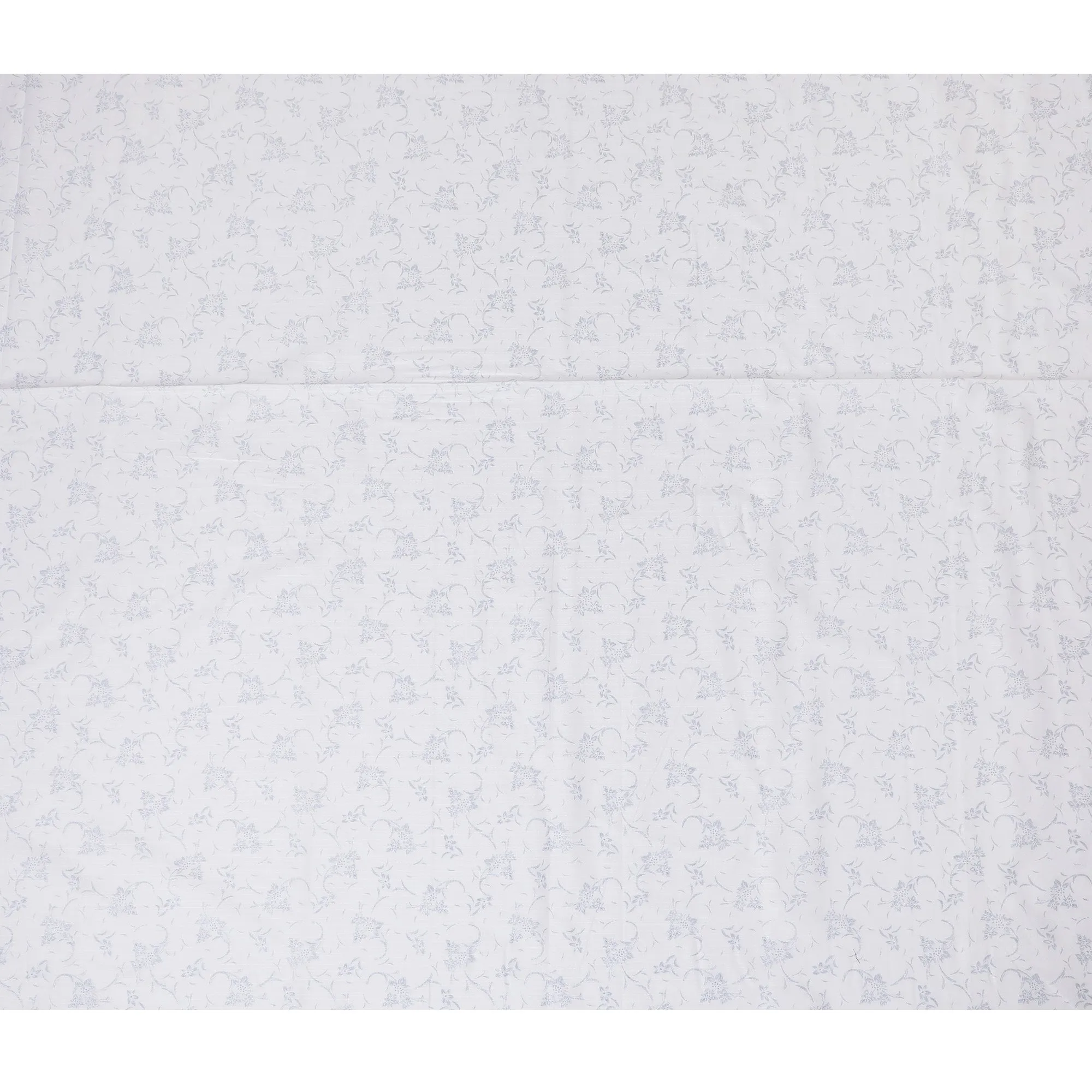 Refined White Cotton Shirting Fabric with Blue Floral Motifs, Satin Finish, 150 cm Wide-D19189