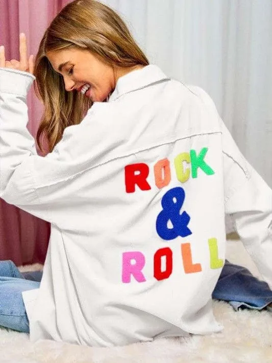 Rock & Roll in Color Long Sleeve Collared Shirt